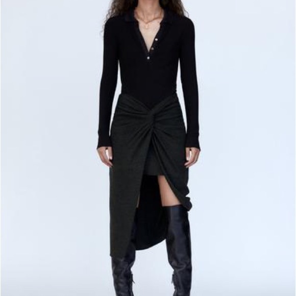 NWT ZARA High Waisted Knotted Midi Dress size XS - Picture 10 of 10